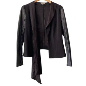 Leith Mixed Media Asymmetrical Open Front Blazer Cardigan
